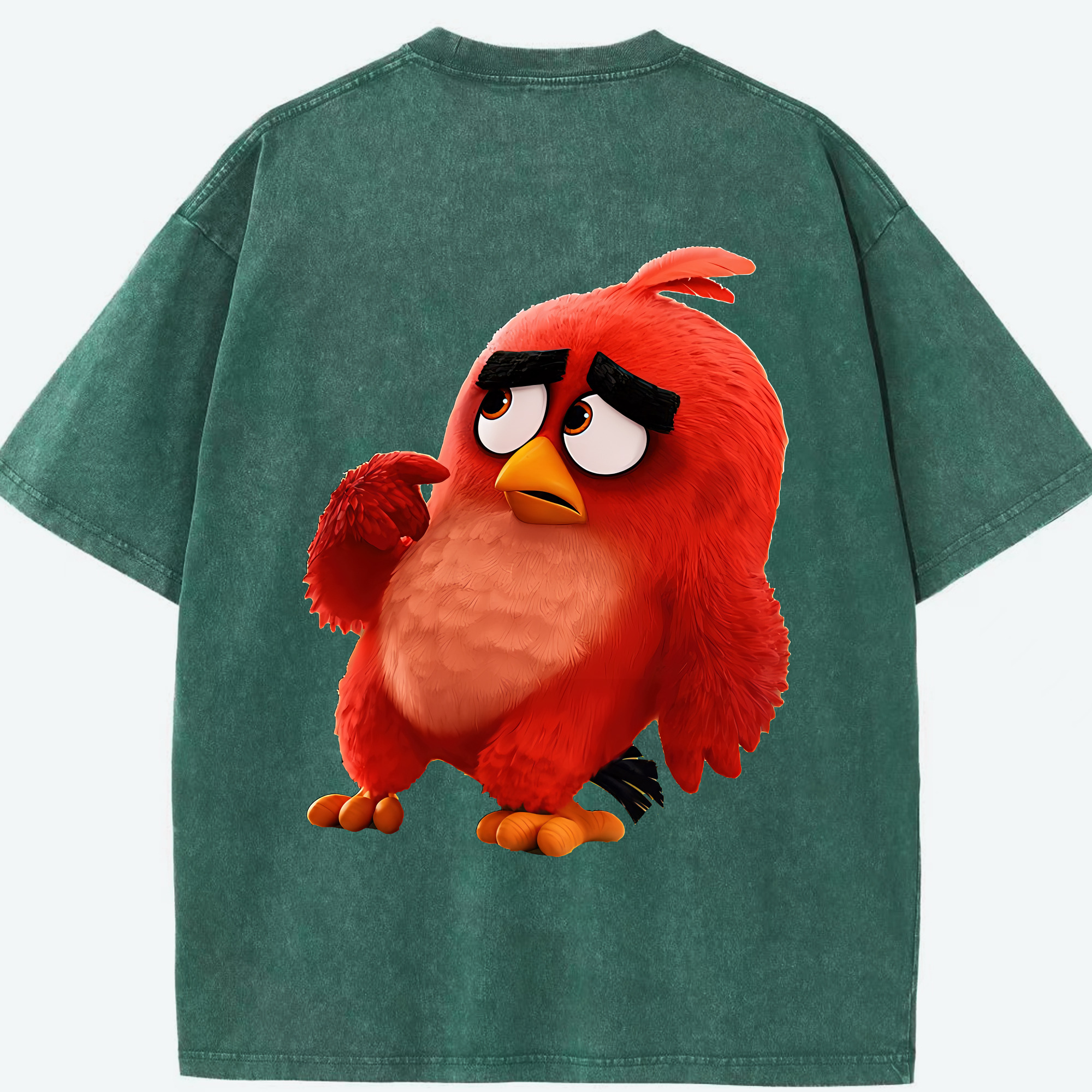 （画像用） Angry Birds アングリーバード 綿100% ヴィンテージ風 半袖Tシャツ（背面プリント）
